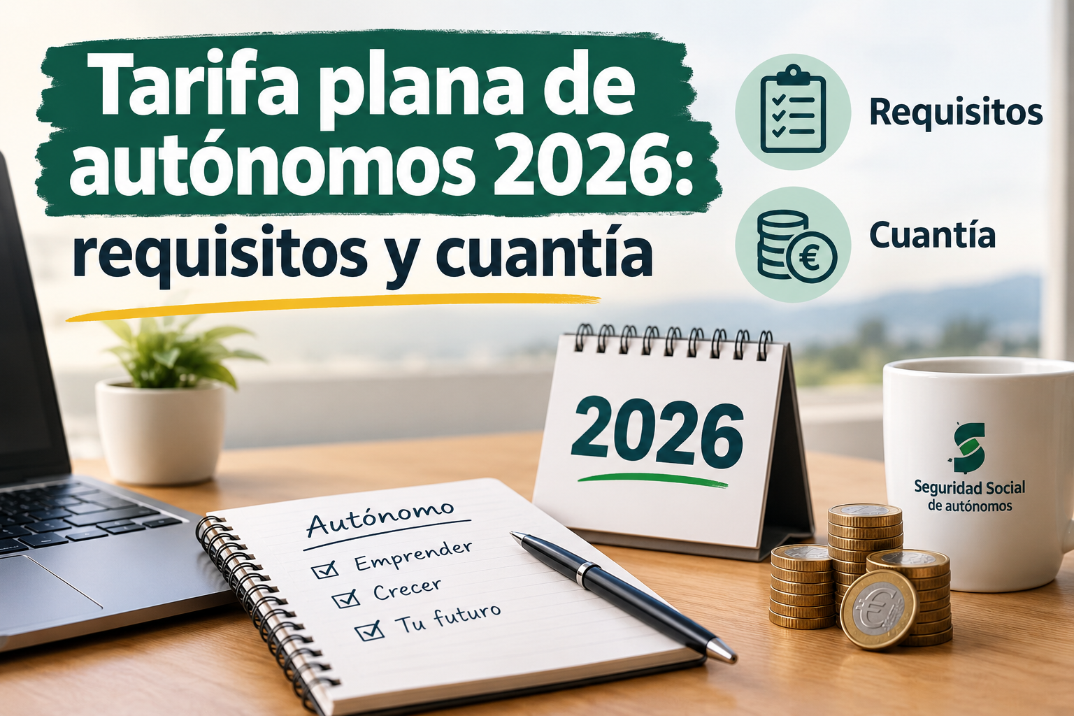Tarifa plana de autónomos 2026: requisitos y cuantía